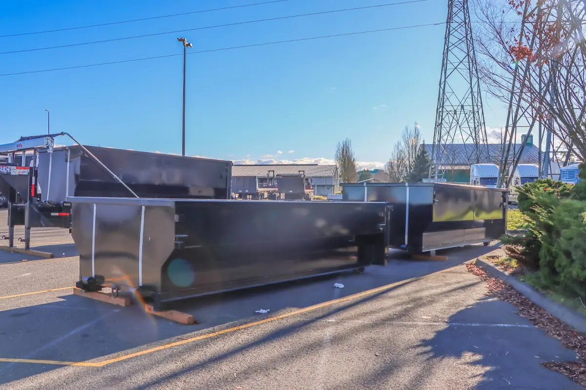 Roll-off dumpster ready for waste disposal at job site for Construction Dumpster Rental in Fort Gratiot